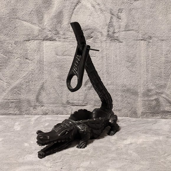 Crocodile Wine Bottle Holder Wooden Display Bar Home African Jungle Safari Decor - Picture 2 of 12